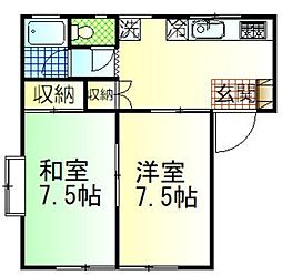 ブルースカイ2 2Kの間取図画像