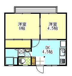 パナハイツタカナオ2 2DKの間取図画像