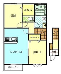 ヴィルシェルB 2LDKの間取図画像