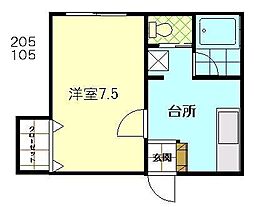 ポートハイム 1DKの間取図画像