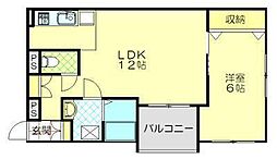 山王ガーデンヴィラ臨海 1LDKの間取図画像