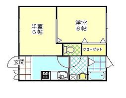 グリーンハイツ天王A 2Kの間取図画像
