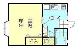 リバーサイド桜 1DKの間取図画像