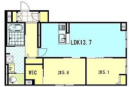 セレーノ八橋 2LDKの間取図画像