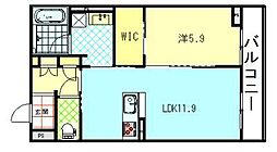 セレーノ八橋 1LDKの間取図画像