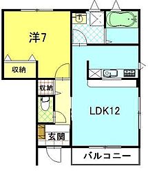 プルミエールCA棟 1LDKの間取図画像