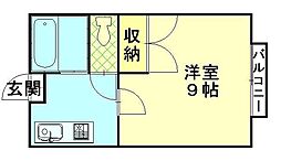 ロイトン山王 1Kの間取図画像