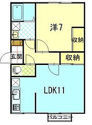 メゾンドマリアージュA棟 1LDKの間取図画像