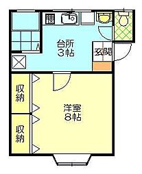 グリーンパーク千秋B 1Kの間取図画像