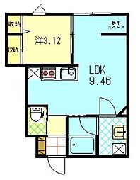アーバンシティ山王I棟 1LDKの間取図画像