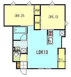 アーバンシティ山王II棟 2LDKの間取図画像