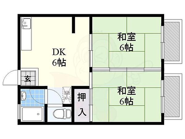 メゾンまつい 206｜大阪府高槻市富田町６丁目(賃貸アパート2DK・2階・40.00㎡)の写真 その2