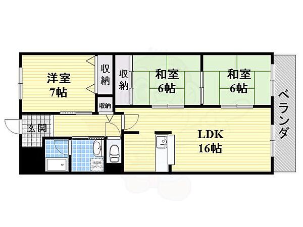 ルノン茨木2 ｜大阪府茨木市真砂３丁目(賃貸マンション3LDK・6階・80.00㎡)の写真 その2