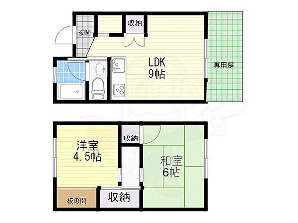 大阪府茨木市蔵垣内３丁目(賃貸一戸建2LDK・1階・45.00㎡)の写真 その2