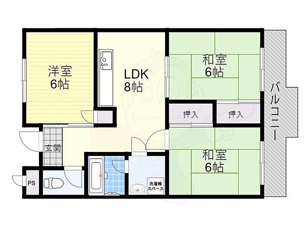 大阪府吹田市山田東２丁目(賃貸マンション3LDK・2階・67.20㎡)の写真 その2