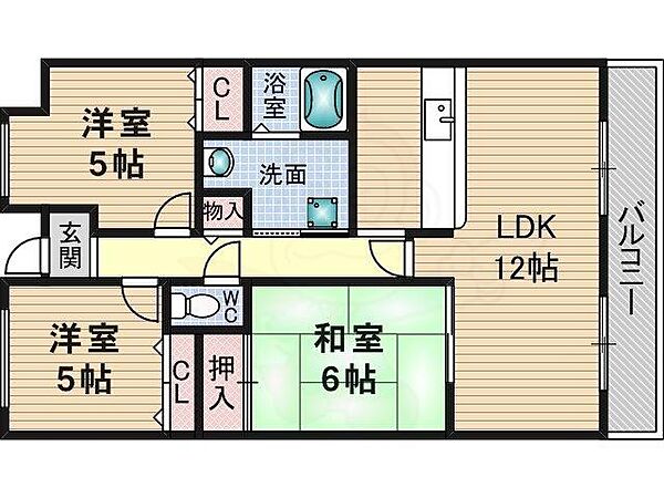 星見9番館 ｜大阪府茨木市星見町(賃貸マンション3LDK・3階・65.00㎡)の写真 その2