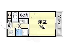 ローズインローズ2 2階1Kの間取り