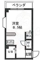 阪急千里線 吹田駅 徒歩10分の賃貸マンション 3階1Kの間取り