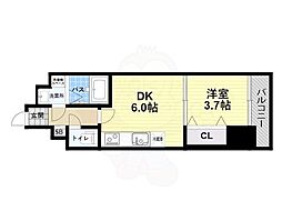 Sレジデンス千里丘 1DKの間取図画像