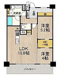 セノアタワー新大阪 10階2LDKの間取り