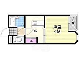 エクト2 1DKの間取図画像