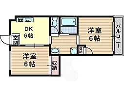 柳マンション 2DKの間取図画像