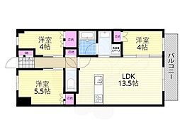 アーバンパーク淡路 9階3LDKの間取り