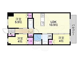 アーバンパーク淡路 4階3LDKの間取り
