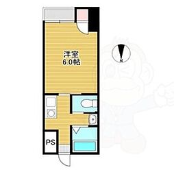 シャルル上新庄 1Kの間取図画像