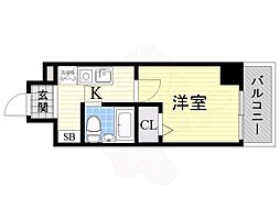 エスリード新大阪 1Kの間取図画像