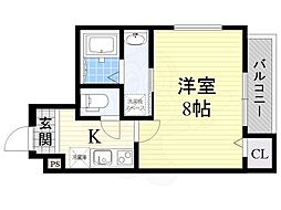 フジパレス下新庄駅東1番館 1Kの間取図画像