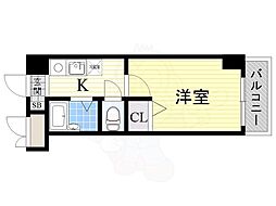 ノルデンハイム淡路D棟 1Kの間取図画像