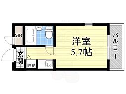 朝日プラザアクシス東淀川 ワンルームの間取図画像