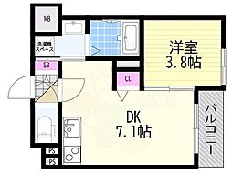 AXIA CITY大阪淡路 1DKの間取図画像