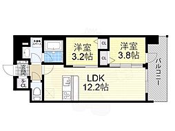 スプランディッド大阪EAST 2LDKの間取図画像