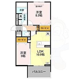 カーサ・プレッツァ豊里 2LDKの間取図画像