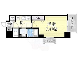 Luxe上新庄 1Kの間取図画像