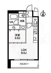 アーバンフラッツ西中島 1LDKの間取図画像