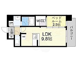 コンフォリア・リヴ淡路 1LDKの間取図画像