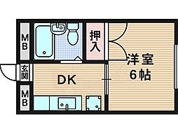 下新庄駅前ビル 1DKの間取図画像