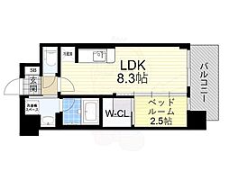 コンフォリア・リヴ淡路 1LDKの間取図画像