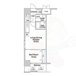 グランルクレ新大阪 1LDKの間取図画像