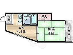 豊里丸富マンション 1DKの間取図画像