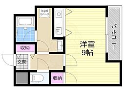 C.WING ワンルームの間取図画像