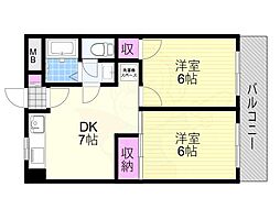 第12高光マンション 2DKの間取図画像