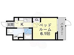 ライブカーサ上新庄 1Kの間取図画像
