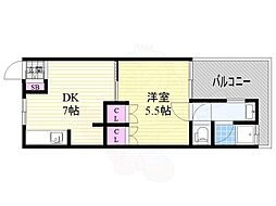 親交テラス相川 1DKの間取図画像