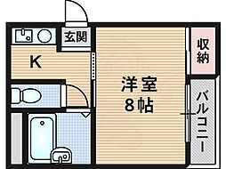 プランドールサカエ 1Kの間取図画像