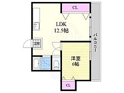 大旺第3マンション 1LDKの間取図画像