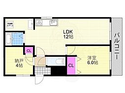 フローレス2 1LDKの間取図画像